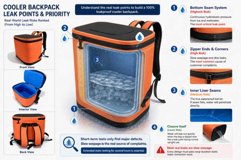Leakproof Cooler ကျောပိုးအိတ် ထုတ်လုပ်သူ- Welded vs Stitched Seams
