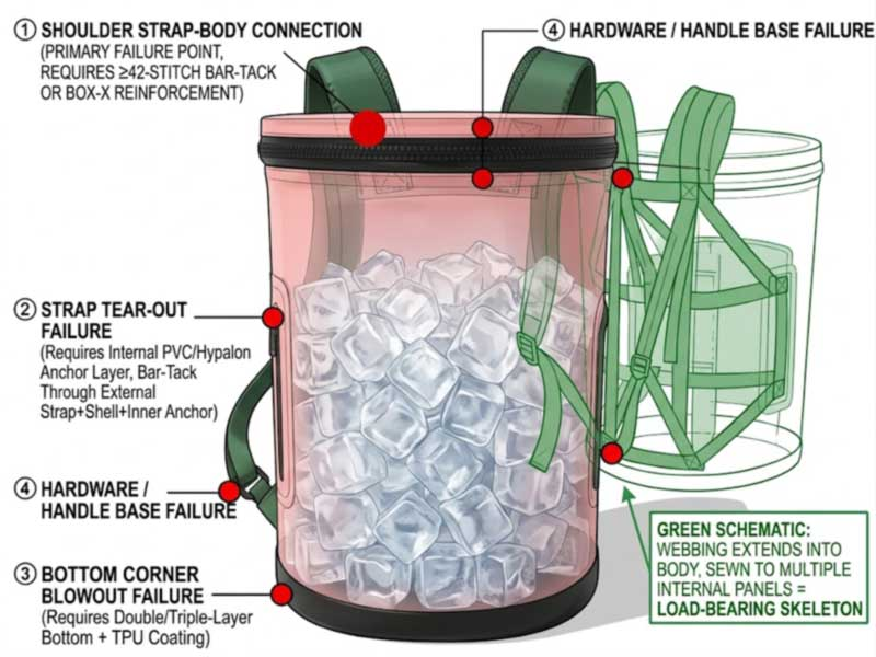Heavy-Duty Cooler Backpack တင်သွင်းသူ- ပွန်းပဲ့ခြင်းနှင့် ဝန်ပိုခြင်းအတွက် တည်ဆောက်ထားသည်။