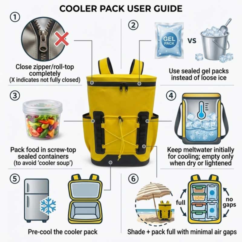 Leakproof Cooler ကျောပိုးအိတ်များ- အရည်ပျော်နေသော ရေများ ယိုစိမ့်မှုကို ကောင်းမွန်စွာ ရပ်လိုက်ပါ။ Leakproof Cooler ကျောပိုးအိတ်များ- အရည်ပျော်နေသော ရေများ ယိုစိမ့်မှုကို ကောင်းမွန်စွာ ရပ်လိုက်ပါ။