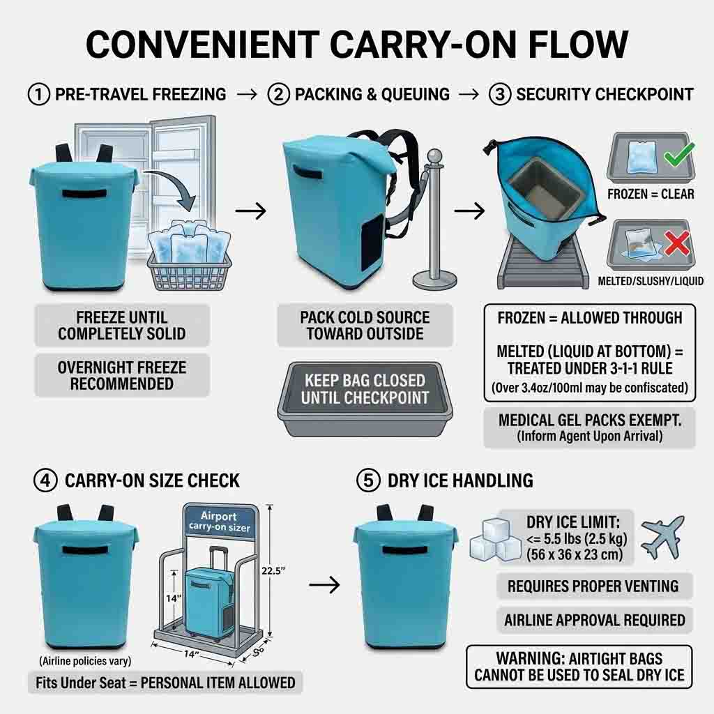 Travel Cooler ကျောပိုးအိတ်များ- Leakproof & Carry-On အဆင်ပြေသည်။ Travel Cooler ကျောပိုးအိတ်များ- Leakproof & Carry-On အဆင်ပြေသည်။