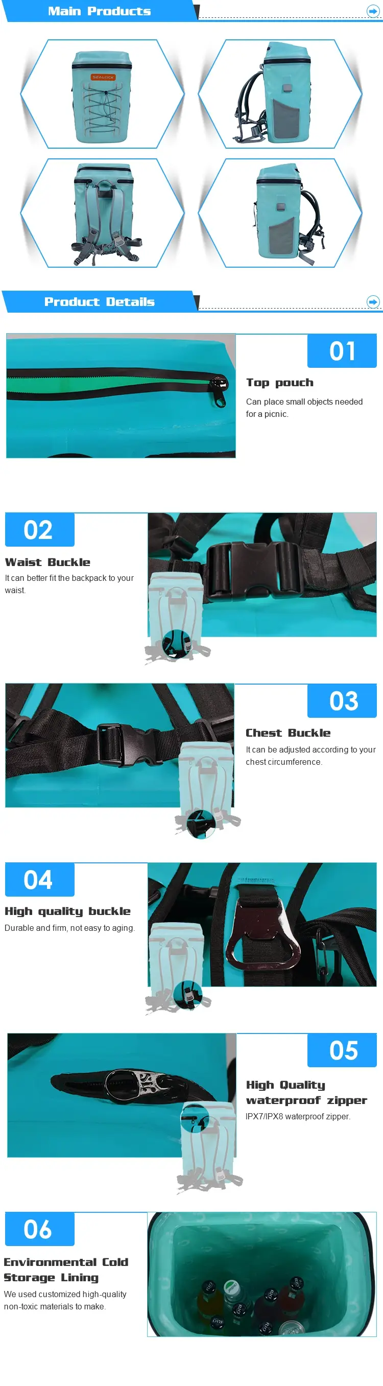 Cooler Backpack Insulated Leakproof